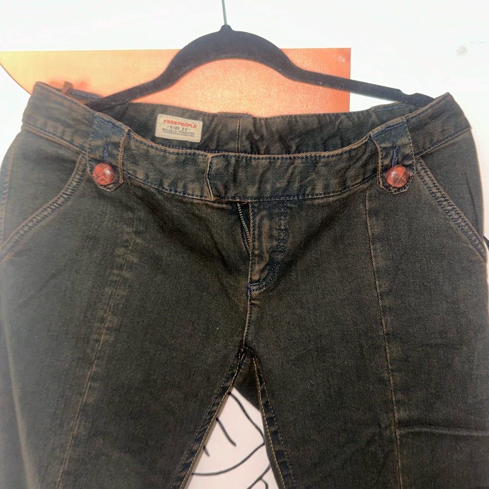 Free People Women's Jeans in Olive Green